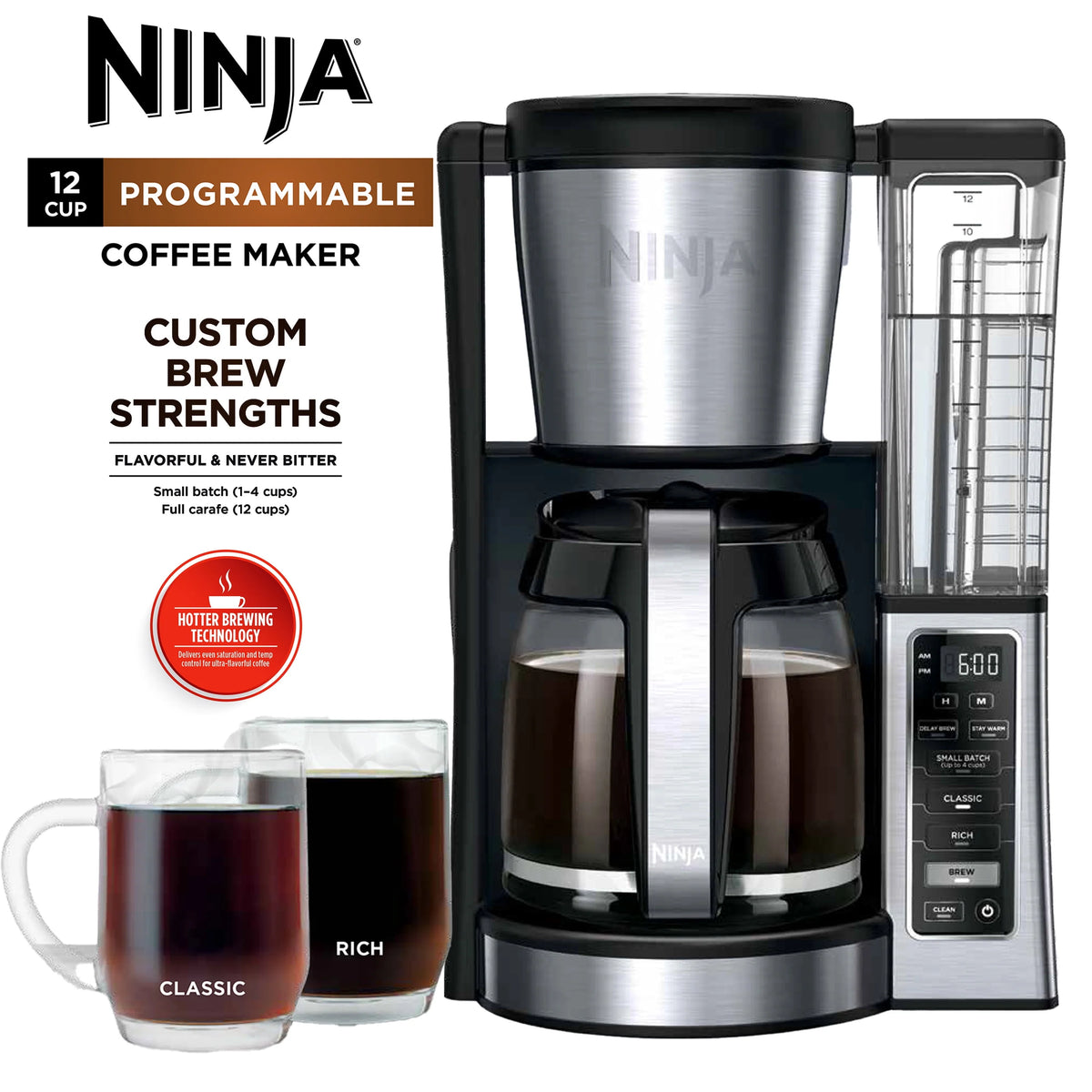 12-Cup Programmable Coffee Maker with Glass Carafe F637631