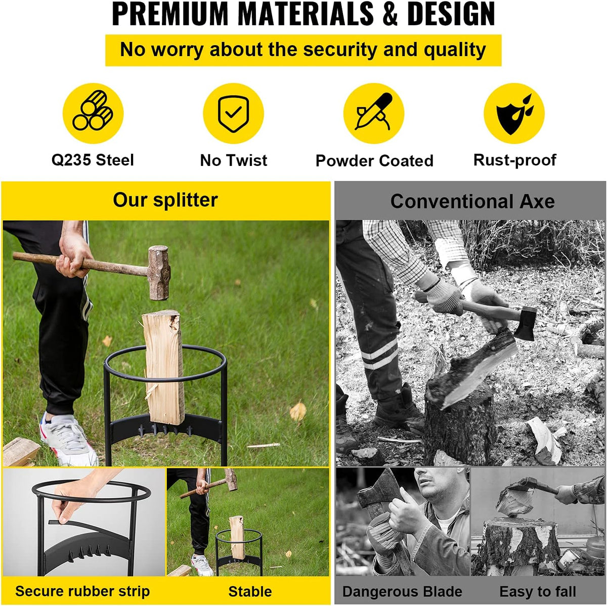 17 x 10.8 Manual Log Splitter, 6.6 Lbs, Q235 Steel, Pack of 2 J760