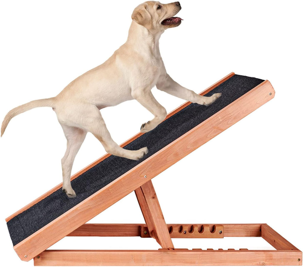 Wooden Height Adjustable Pet Ramp with Non Slip Carpet Surface, Foldable (Large) L780851