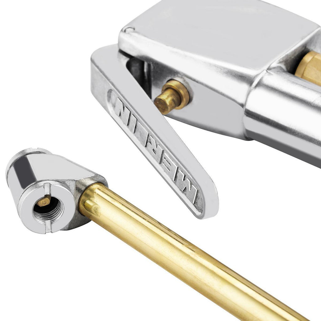 Dual-Head Angle Chuck Inflator with Inline Gauge J425