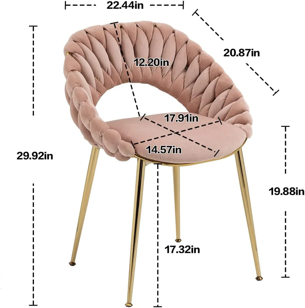 Pink Velvet Accent Chair Set of 2 with Gold Legs M301238