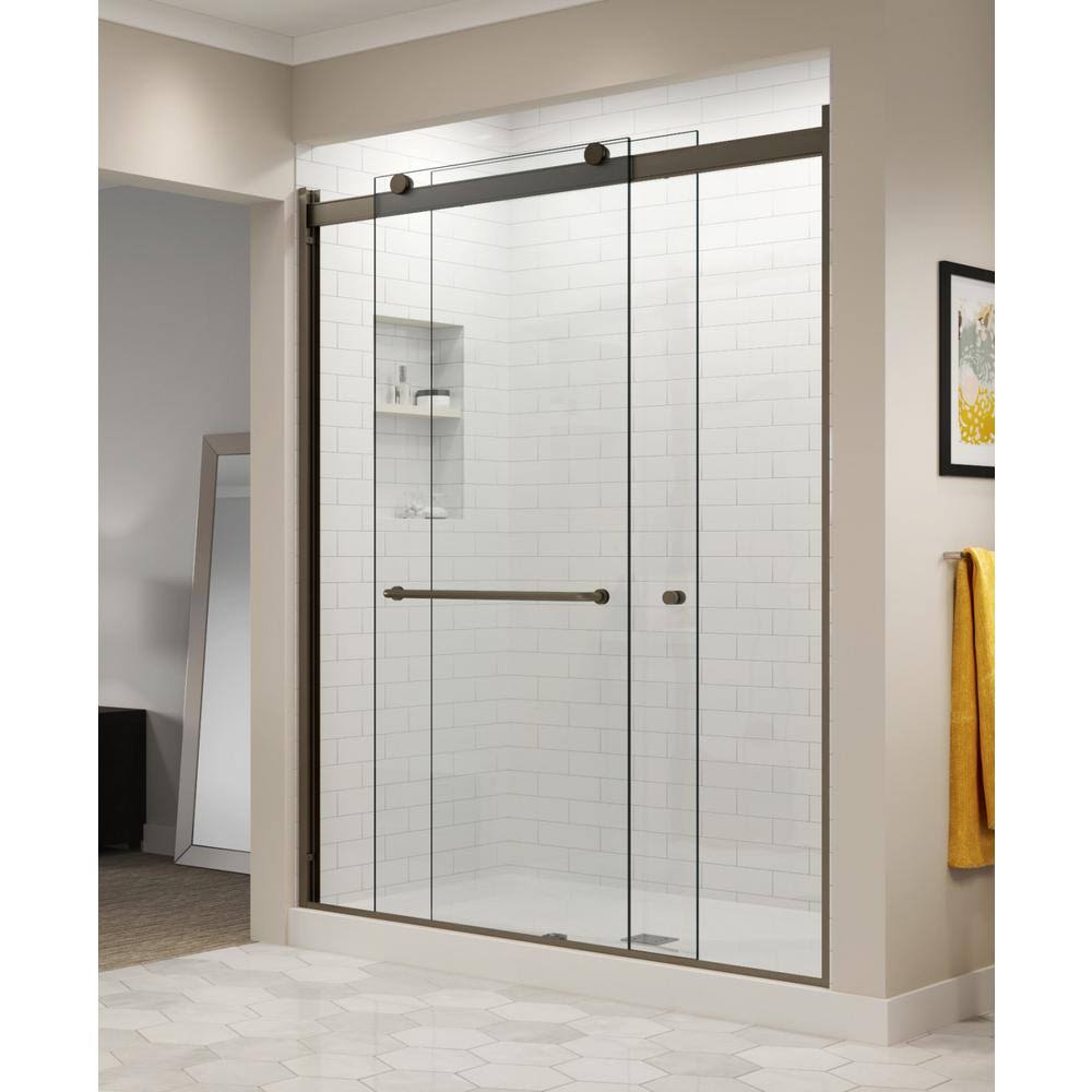 Oil Rubbed Bronze Bypass Semi Frameless Shower Door D863740
