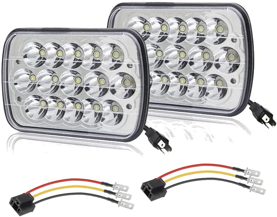 Black Pair 7x6 5x7 LED Headlights Sealed Beam Replacement Pack of 2 Q2763