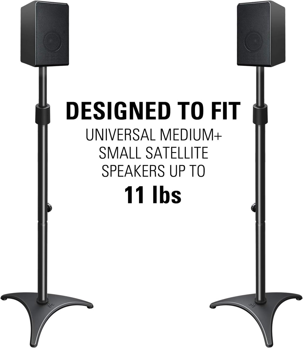 Height Adjustable Speaker Stands, One Pair Floor Stands, 11 lbs Capacity, 35.5-48" Height Adjustment, Pack of 2 W585097