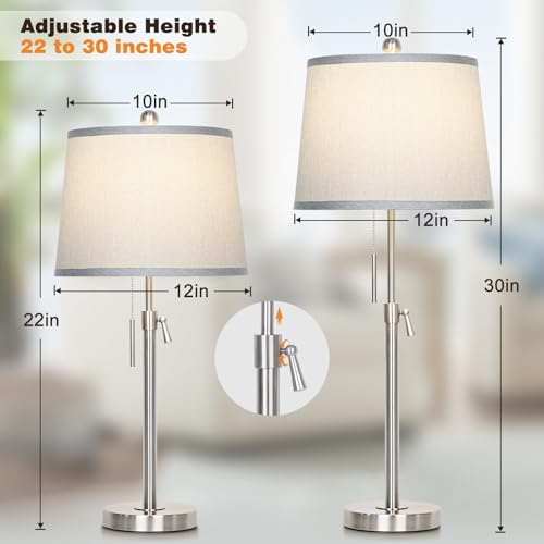 Black Set of 2 Height Adjustable 3-Way Dimmable Table Lamps Q5881