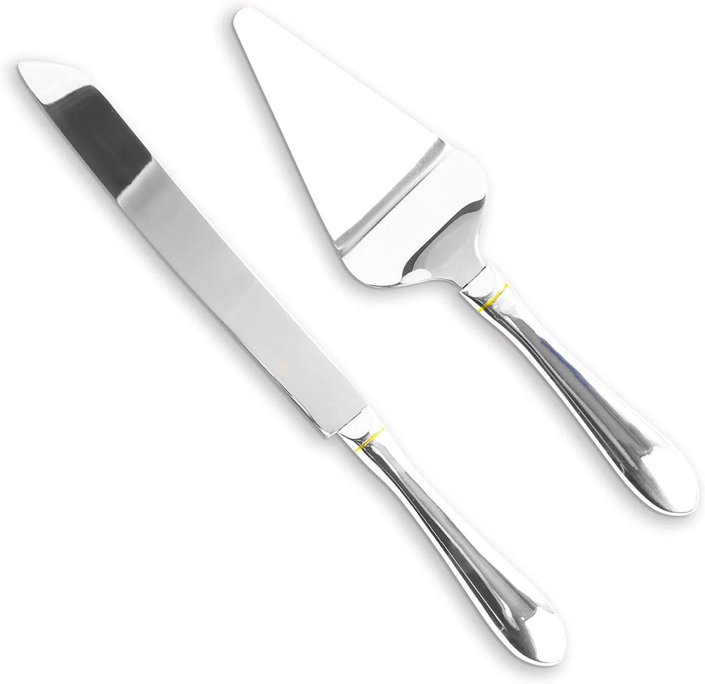 Stainless Steel Cake Knife and Server Set with Serrated Blade P131