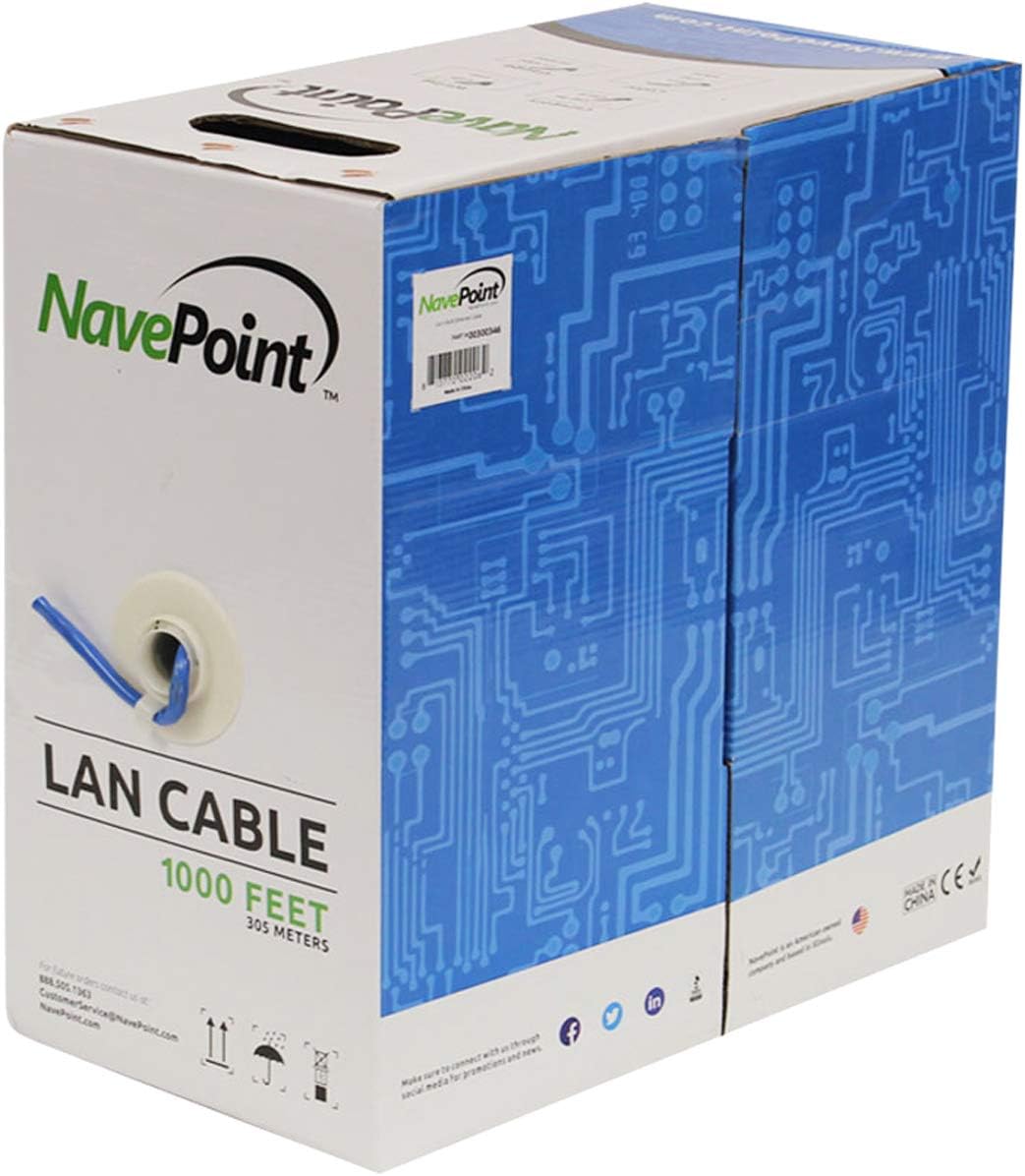 CAT5e 1000ft Grey Solid Bulk Ethernet Cable 24AWG 4 Pair UTP Pack of 2 G583