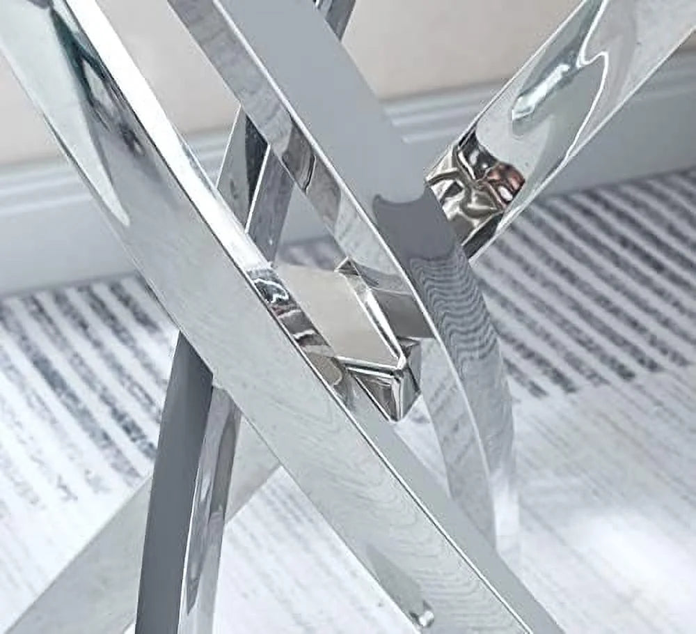 Round Glass End Table with Chrome Legs S525512