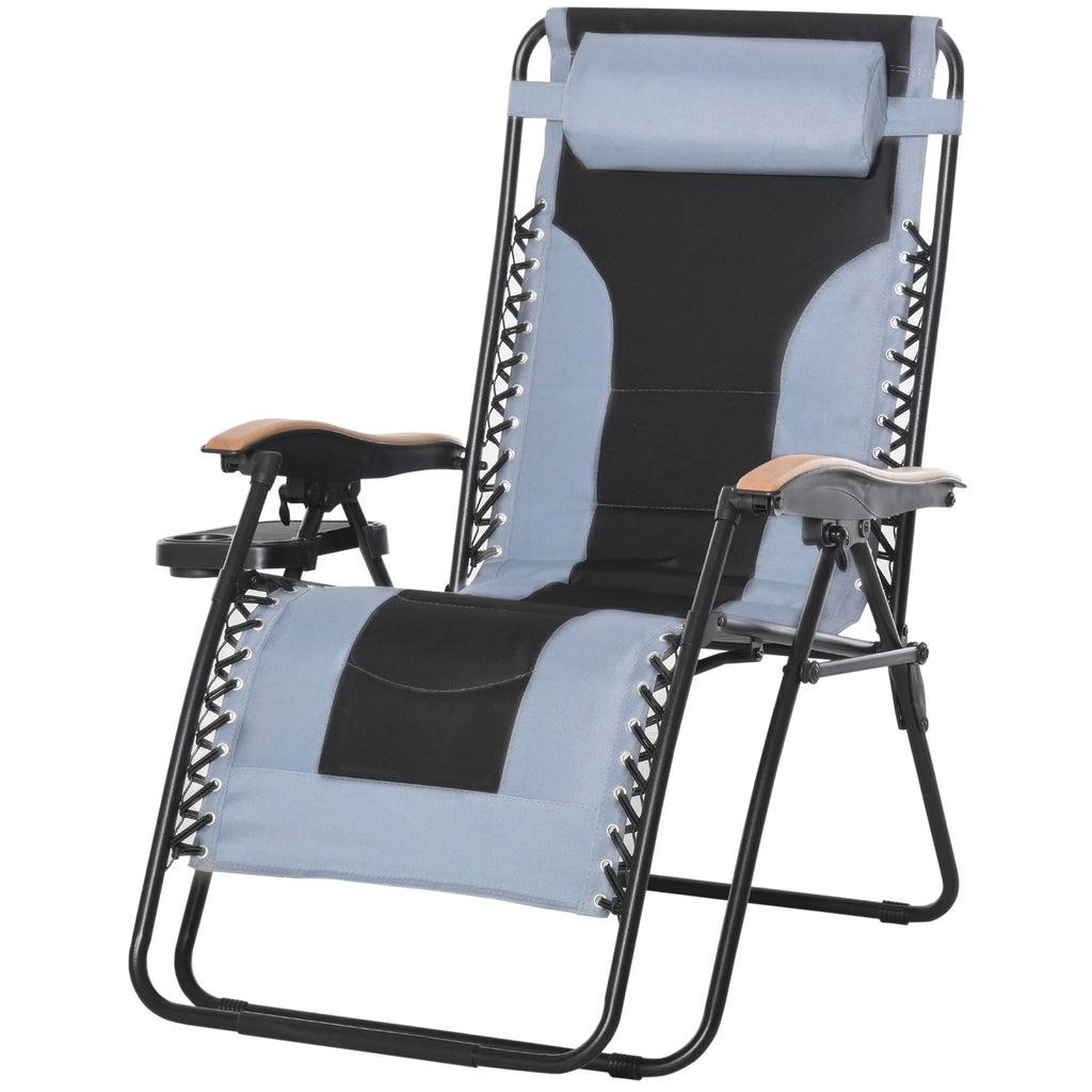 Foldable Reclining Zero Gravity Chair with Cup Holders, Gray U633