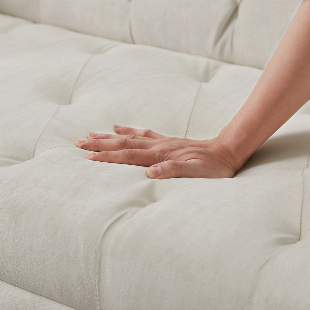 Beige Velvet Convertible Sofa Bed Q7865