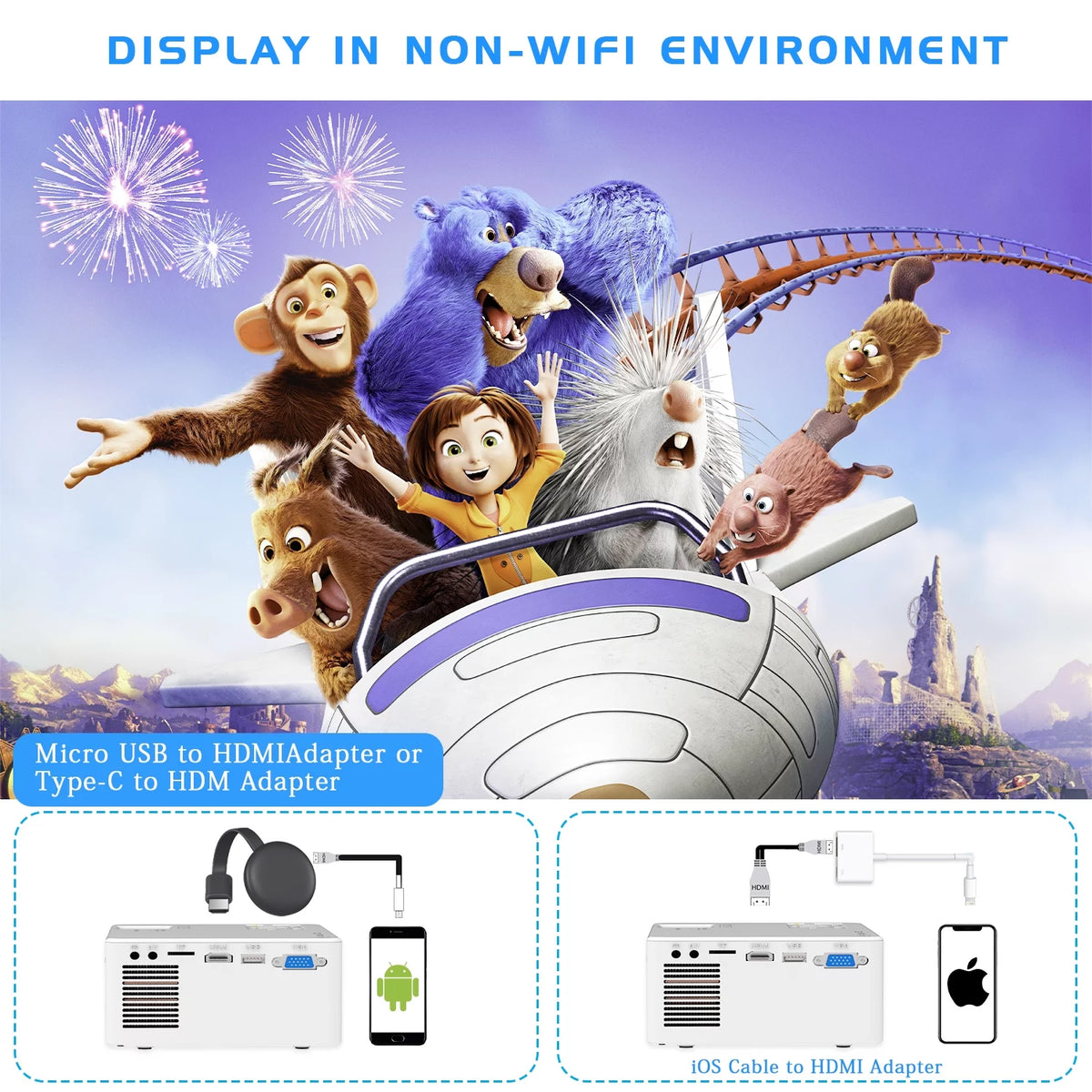 Mini Projector with WIFI Portable 1080P K990011