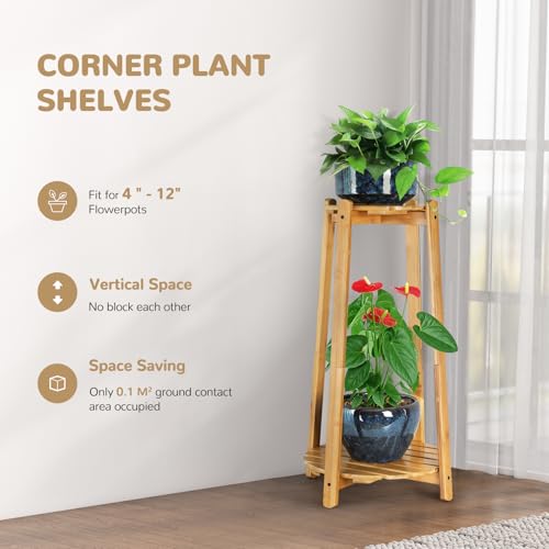 2 Tier Round Bamboo Plant Stand 12 Inch G7402