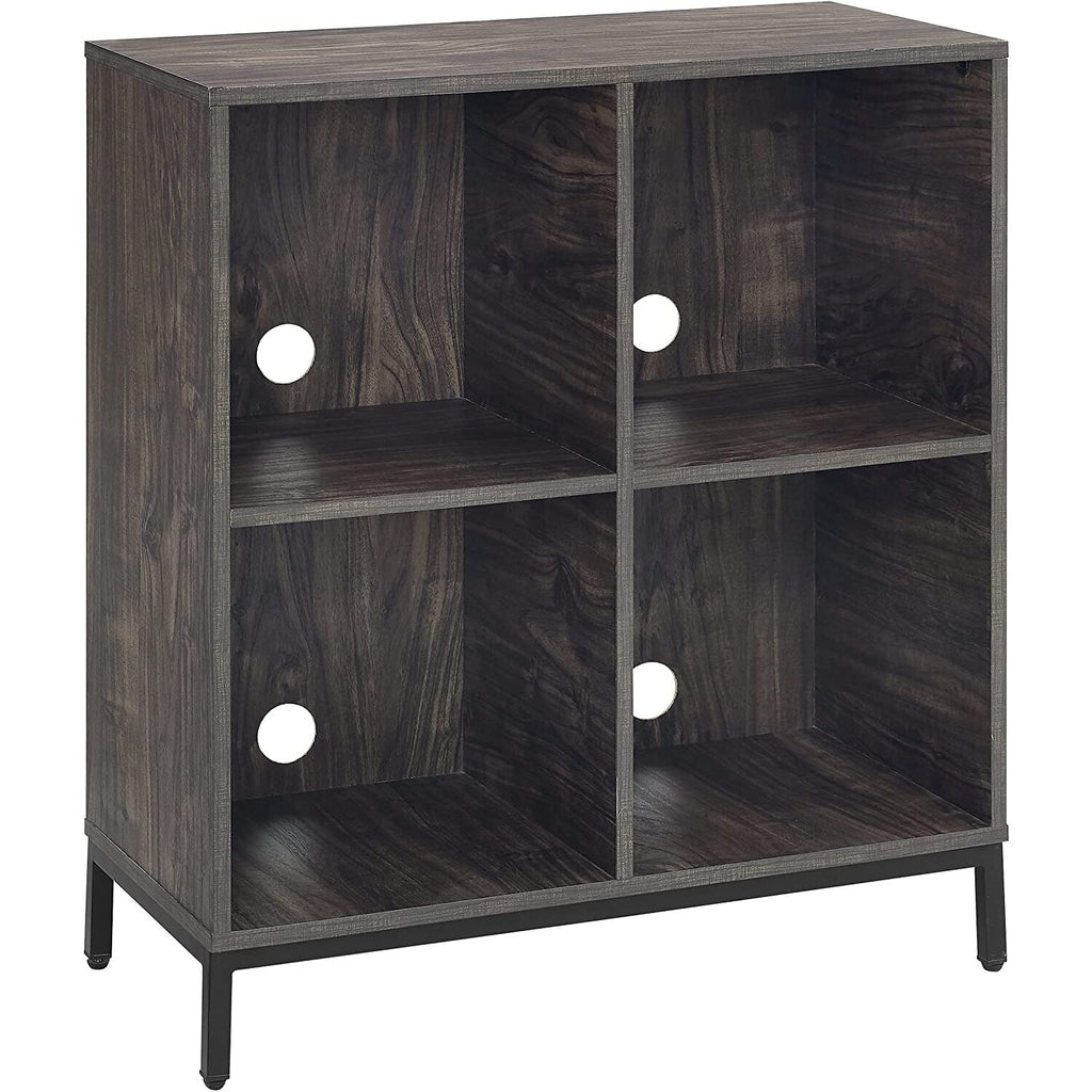 Brown Ash Wood Record Storage Cube Bookcase T63018