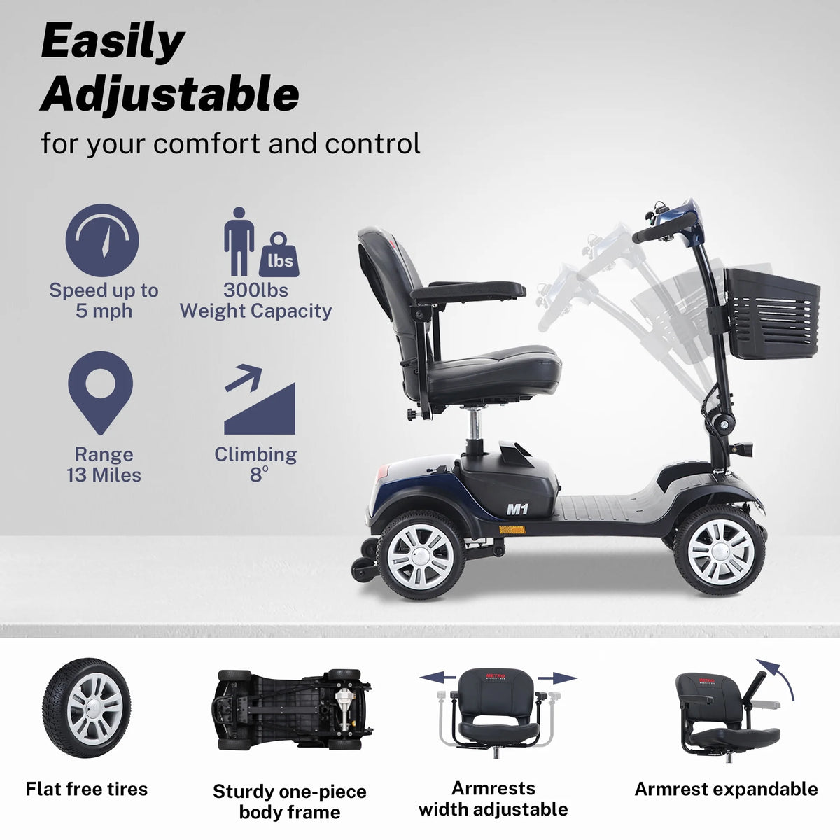 Blue 4 Wheel Mobility Scooter Z3368