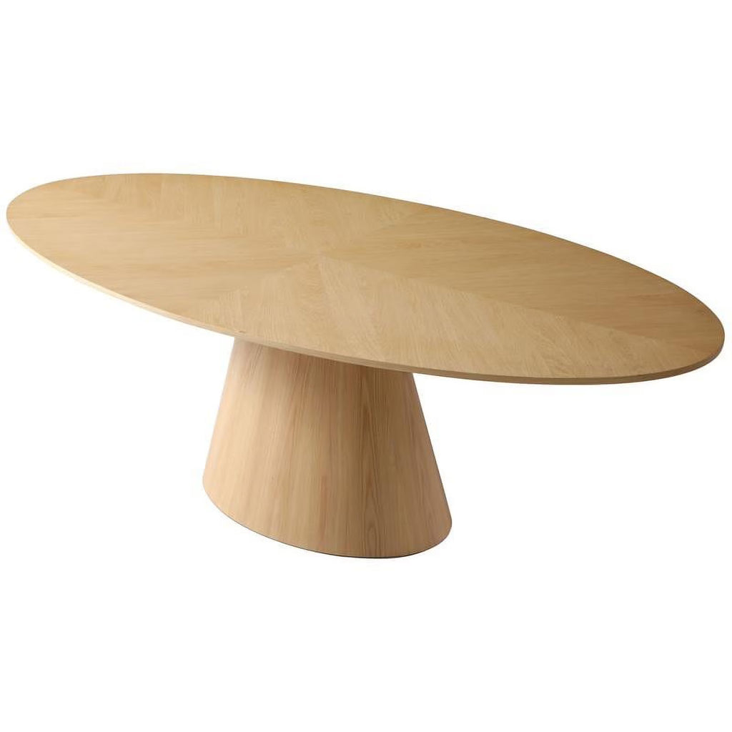 Oval Top Wood Veneer Dining Table in White Oak Z781