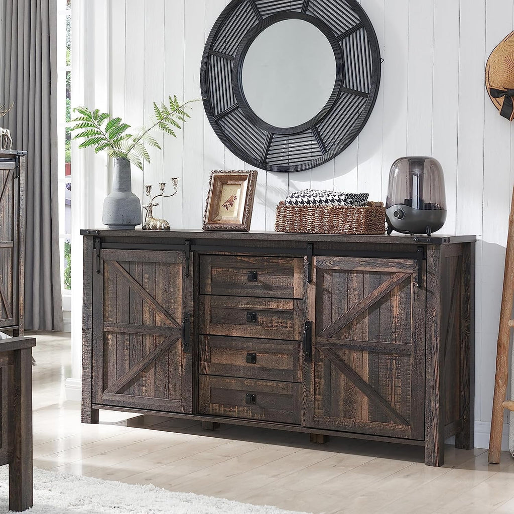 4 Drawer Light Rustic Oak Wood Dresser G8583