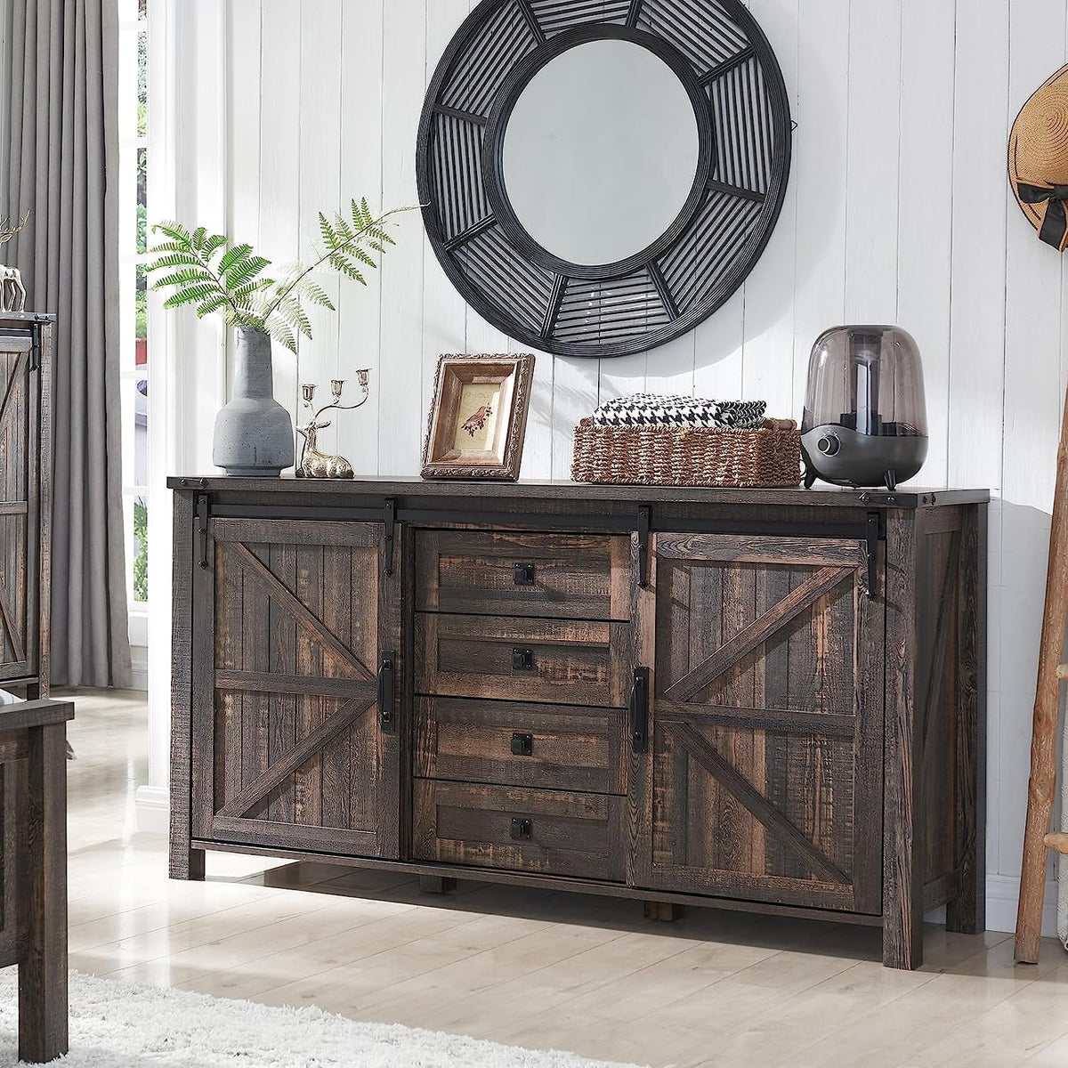 4 Drawer Light Rustic Oak Wood Dresser G8583