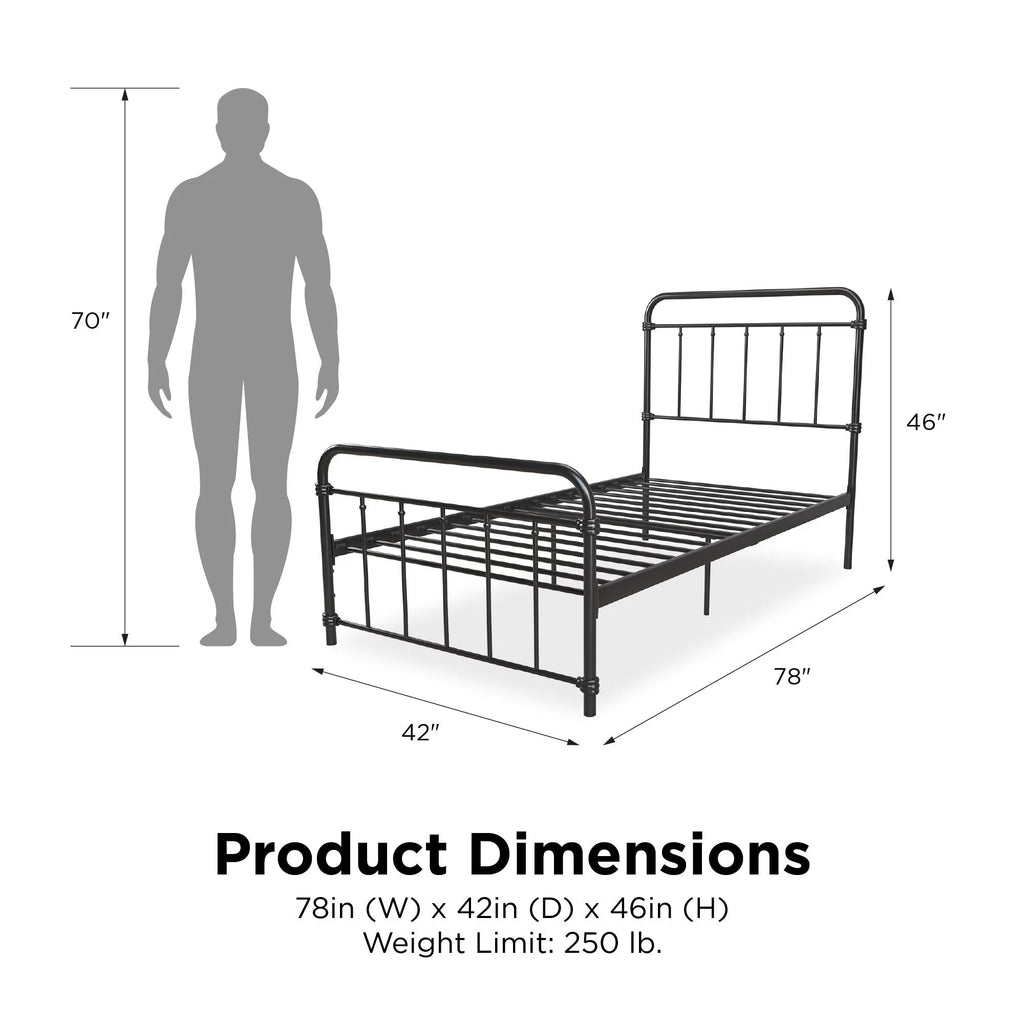 Black Twin Metal Platform Bed Frame X98107
