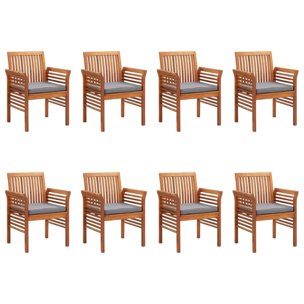 8 pcs Solid Wood Acacia Patio Dining Chairs with Cushions A654898