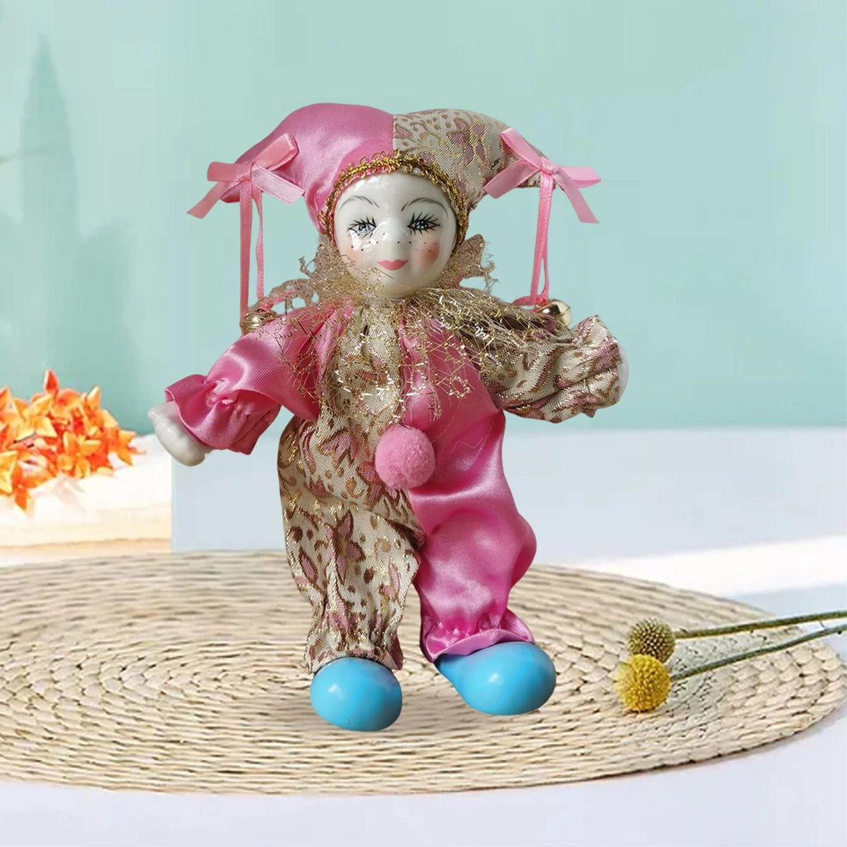 Porcelain Clown Doll with Costume P787