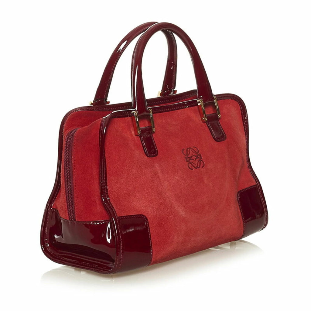 Red Suede Enamel Handbag N6867