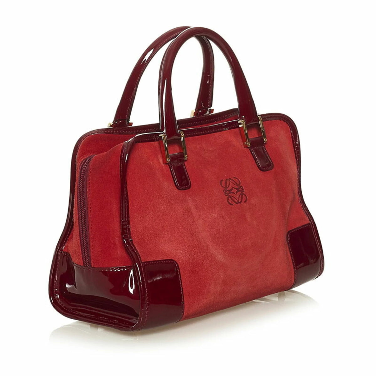 Red Suede Enamel Handbag N6867