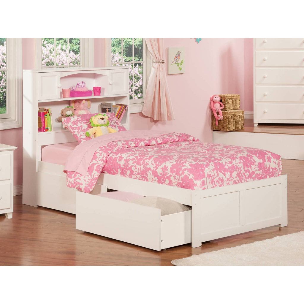White Twin XL Foot Board with 2 Drawers M636