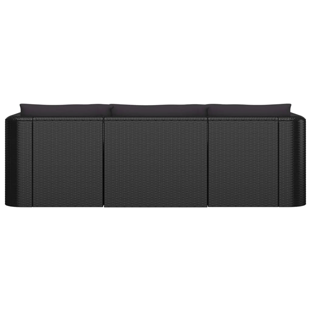 Black Poly Rattan Patio Sofa Set with Cushions U729487