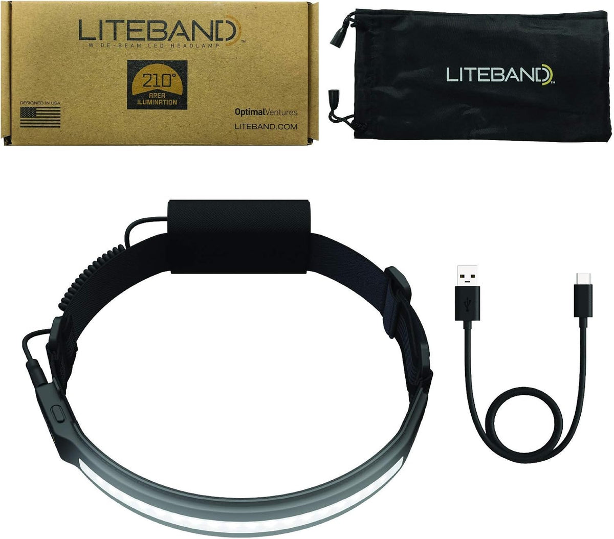 Wide-Beam LED Headlamp, 520 Lumens, Rechargeable, USB-C, Red LED Mode W1657