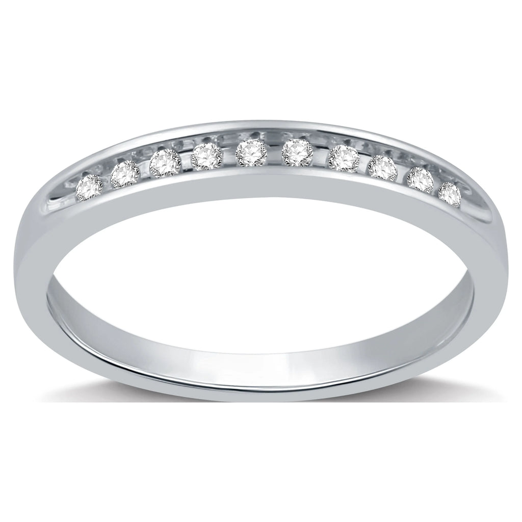 1/10 Carat Round Diamond Sterling Silver Band V33554