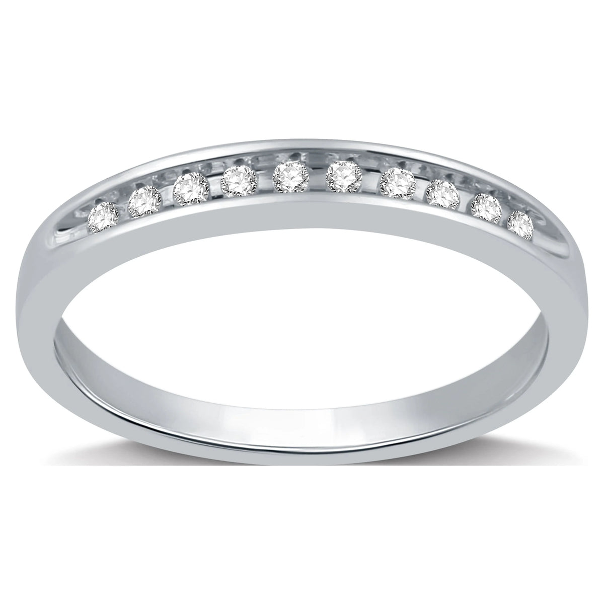 1/10 Carat Round Diamond Sterling Silver Band V33554