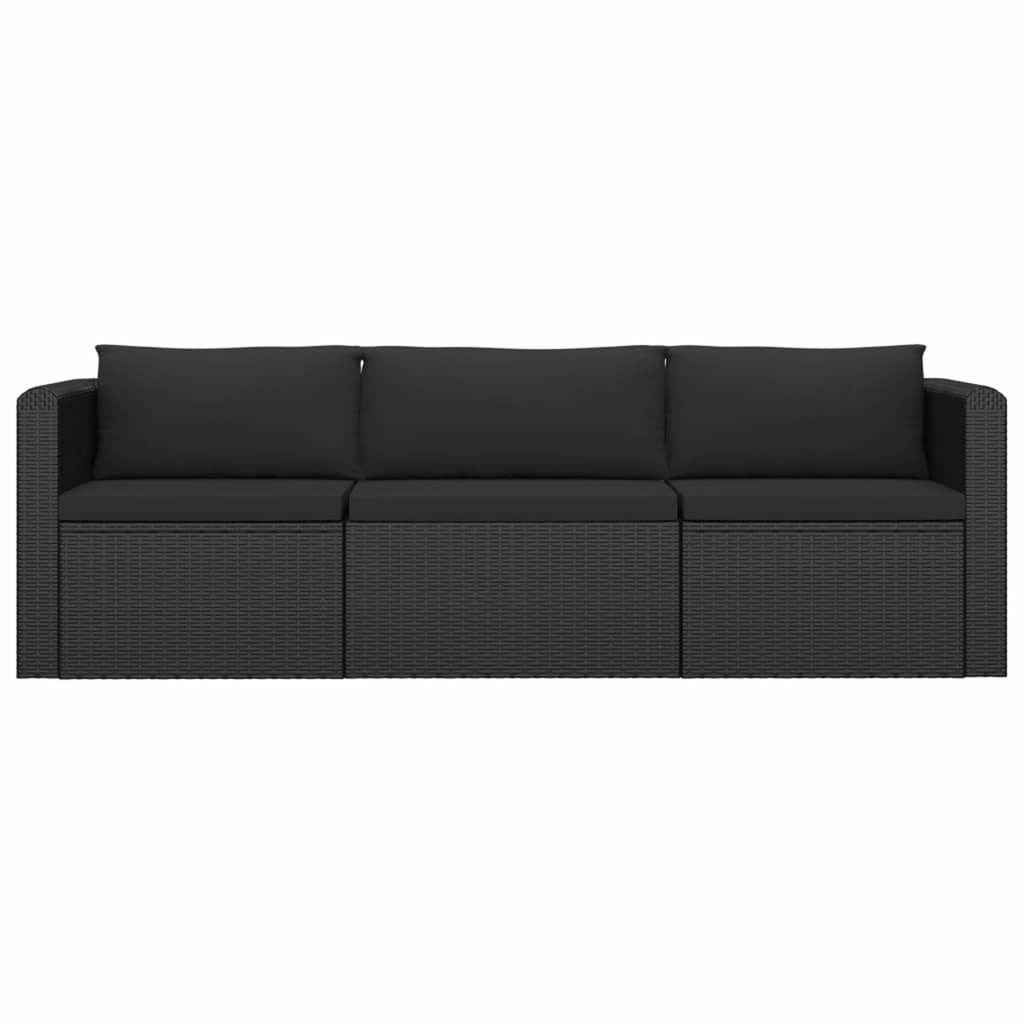 Black Poly Rattan Patio Sofa Set with Cushions U729487