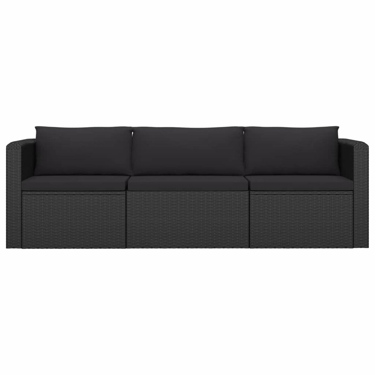 Black Poly Rattan Patio Sofa Set with Cushions U729487