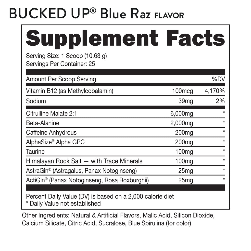 Pre-Workout Powder Blue Raz 25 Servings S346