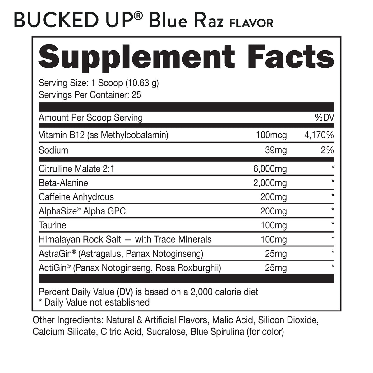 Pre-Workout Powder Blue Raz 25 Servings S346