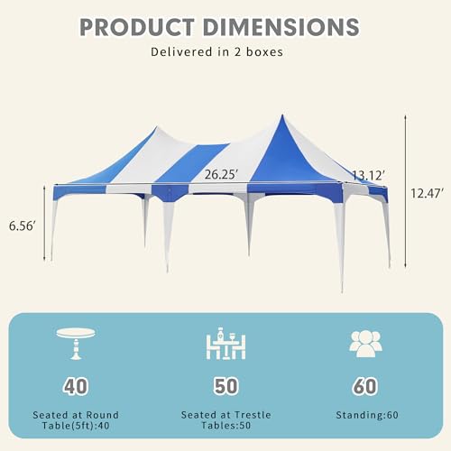 White 26x19ft Heavy Duty Canopy Tent with 8 Removable Sidewalls L712