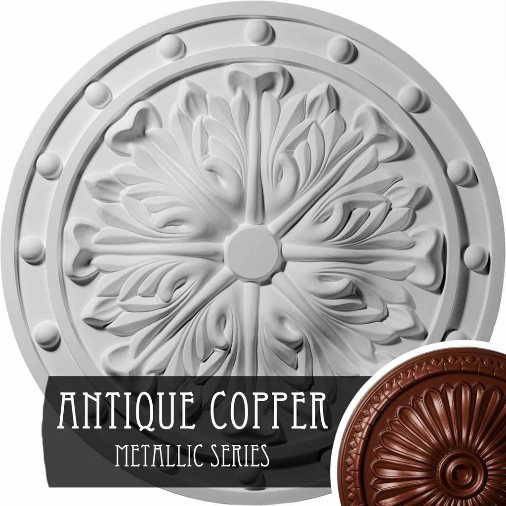 20 1/2x22OD x 1 1/2x22P Acanthus Leaf Ceiling Medallion Hand-Painted Clear Yellow F7312