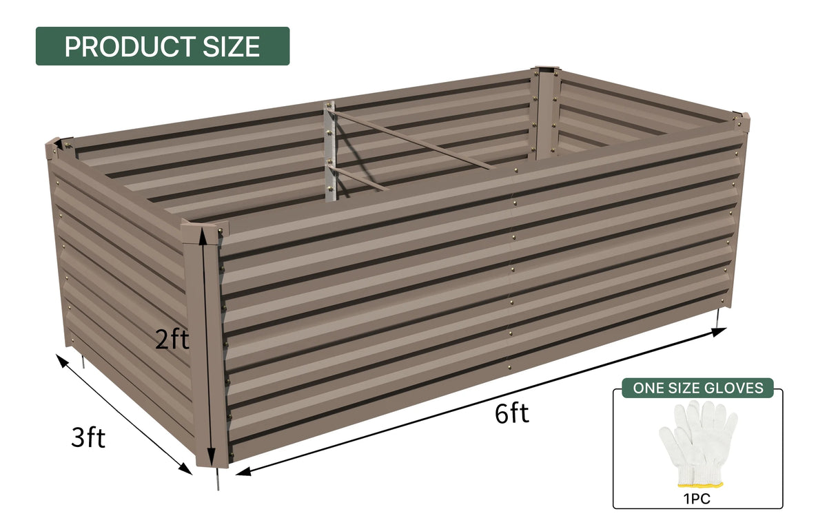 Galvanized Steel Raised Garden Bed 6x3x2 ft Brown L48192