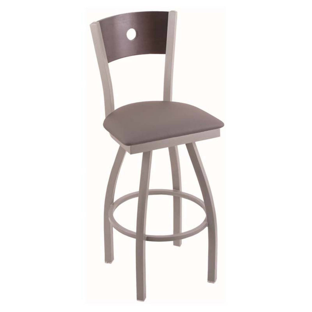Counter Stool with Stainless Finish, Medium Grey Seat, Medium Maple Back A4173