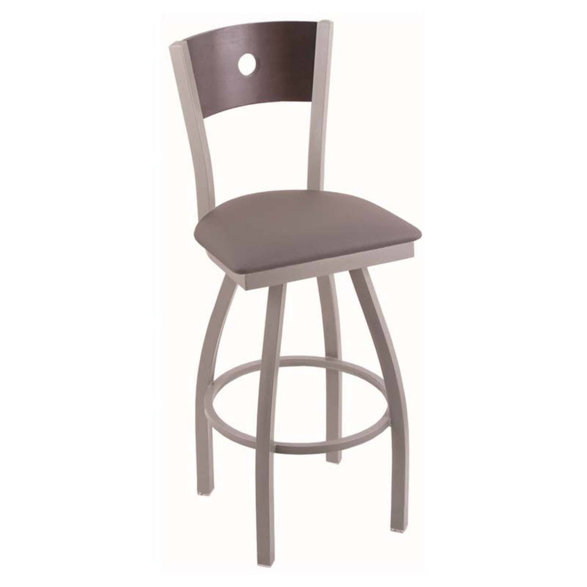Counter Stool with Stainless Finish, Medium Grey Seat, Medium Maple Back A4173