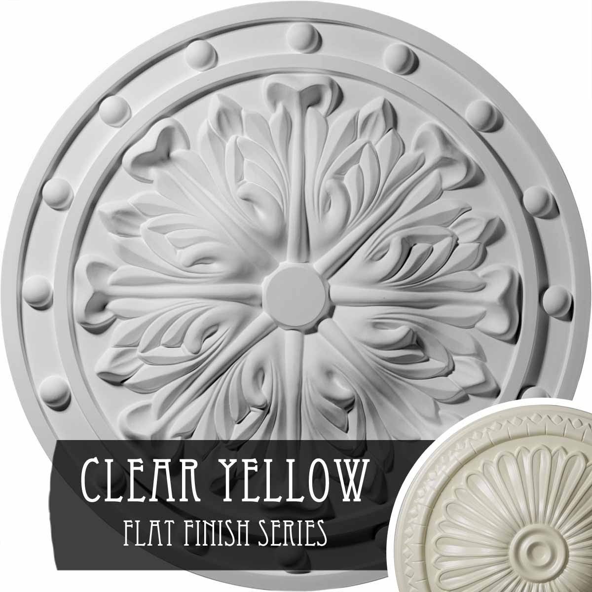 20 1/2x22OD x 1 1/2x22P Acanthus Leaf Ceiling Medallion Hand-Painted Clear Yellow F7312
