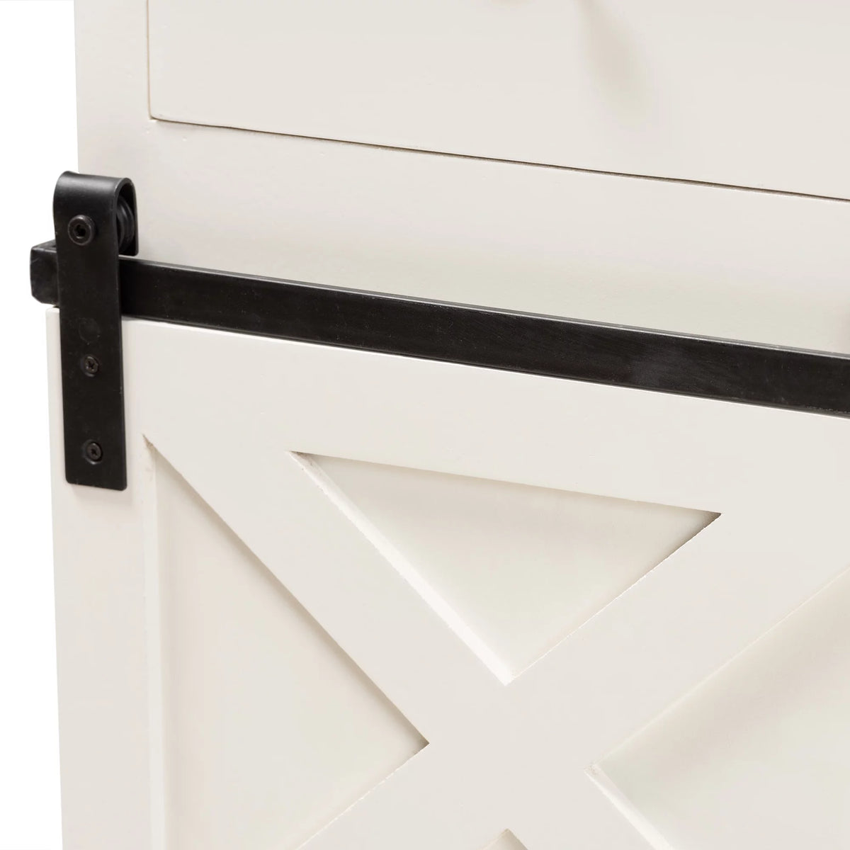 White Wood and Black Metal 2-Door Sideboard Buffet B110993