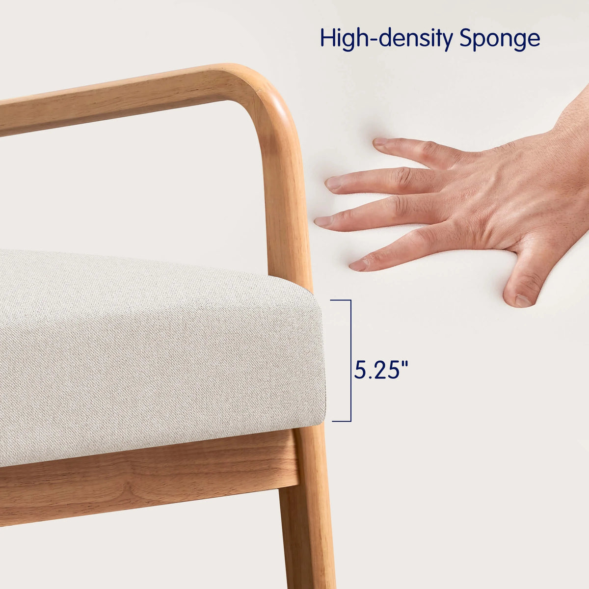 Linen Upholstered Accent Chair with Solid Wood Frame, Beige H704017