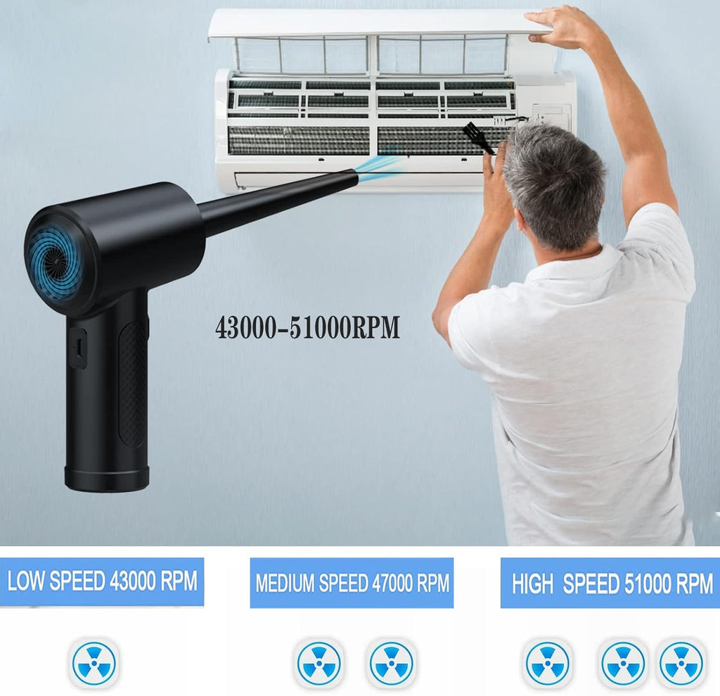 Cordless Electric Air Duster, 6000mAh Rechargeable, 43000-51000RPM, Pack of 2 O669