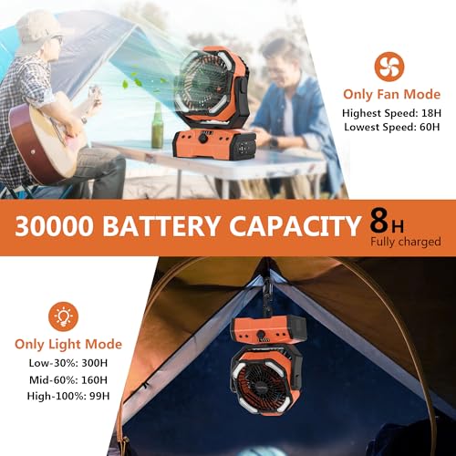 Camping Fan with LED Lantern T5539