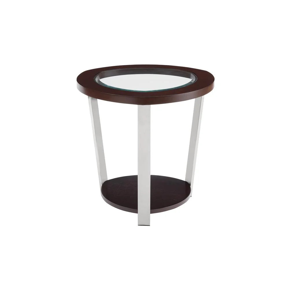 Espresso Wood and Metal End Table H175517