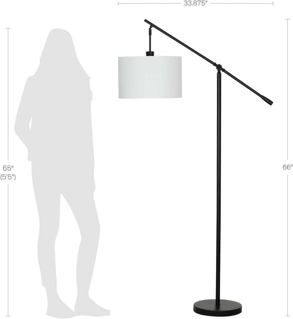 Modern Over The Sofa Counterbalance Floor Lamp with Diffuser, Semi-Gloss Black U55374