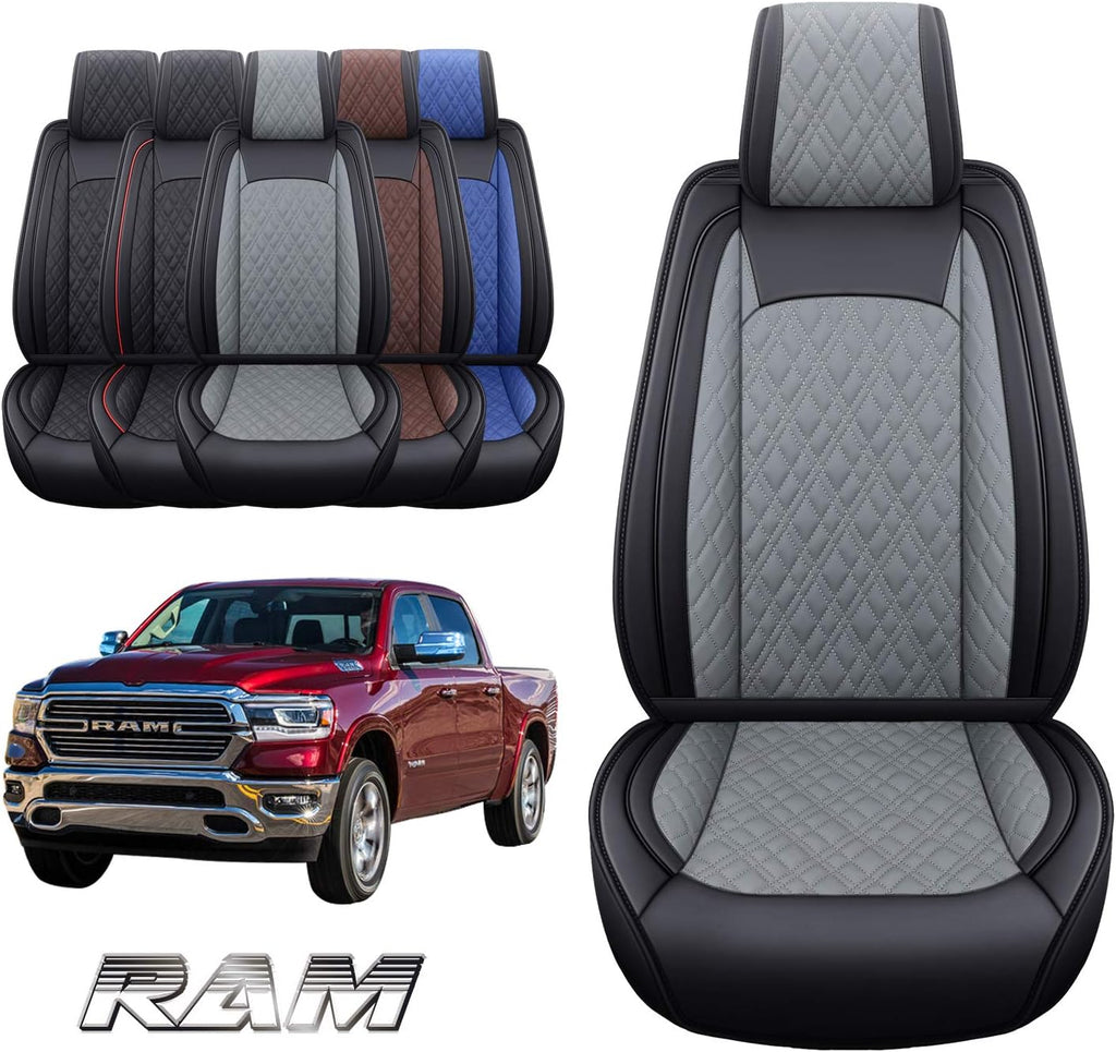 2 PCS Front Black-Red Waterproof Leather Car Seat Covers V606670