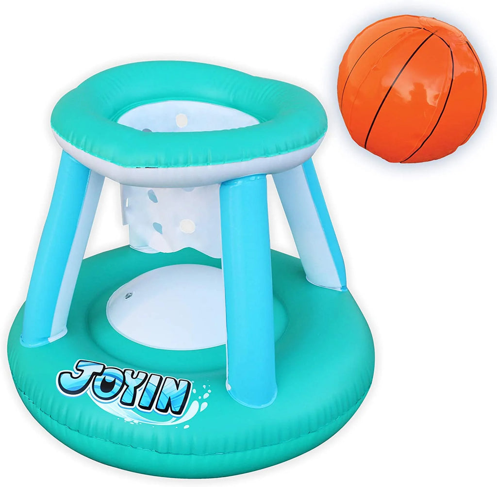 Inflatable Pool Float Set with Volleyball Net & Basketball Hoops Balls J74335