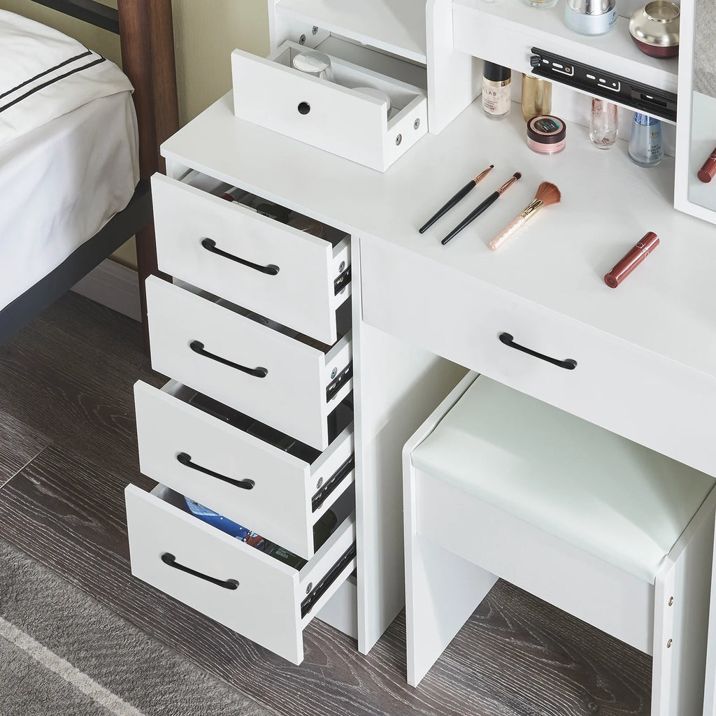 White Vanity Set with Mirror & Lights O904240